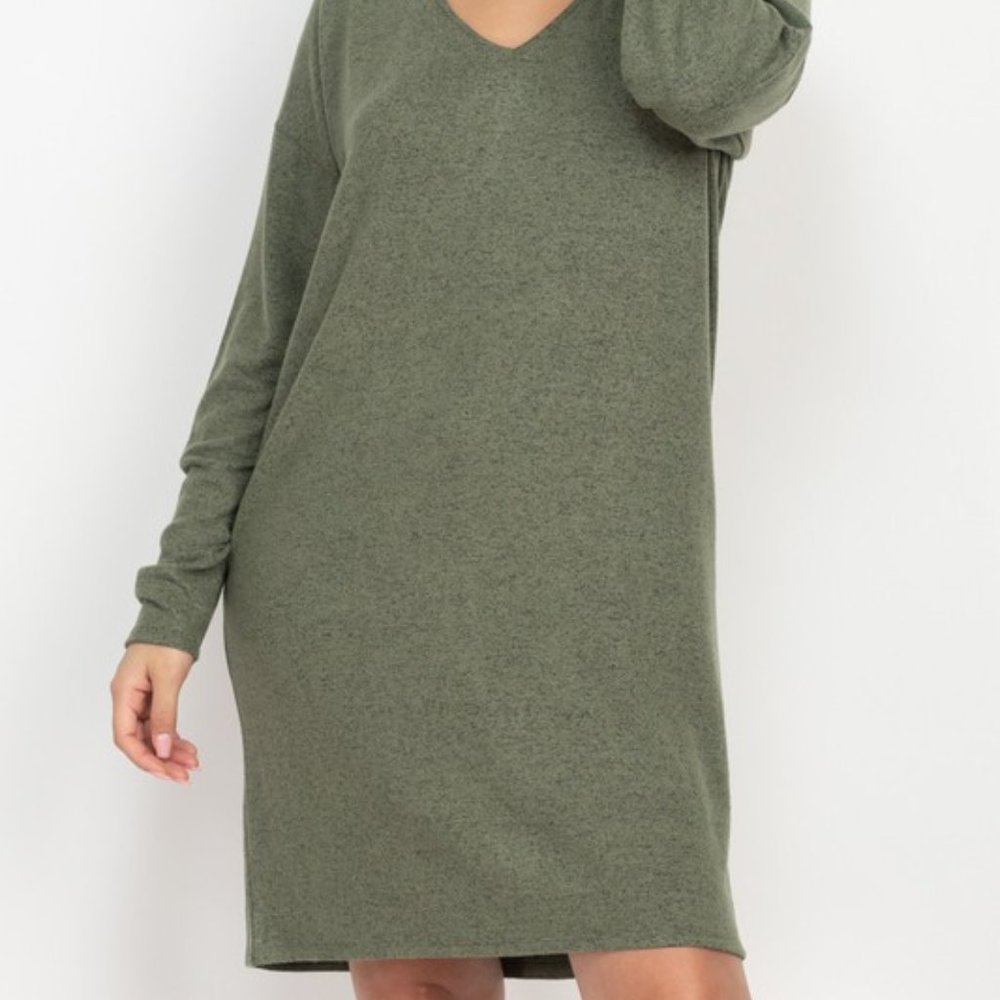 Women's Knit Dress-Olive